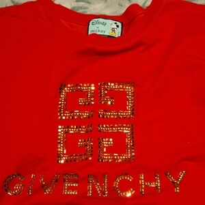 Givenchy Mens 3X Red Tee with Gold Accents On Front And Sleeves.NWOT DISNEY TAG!